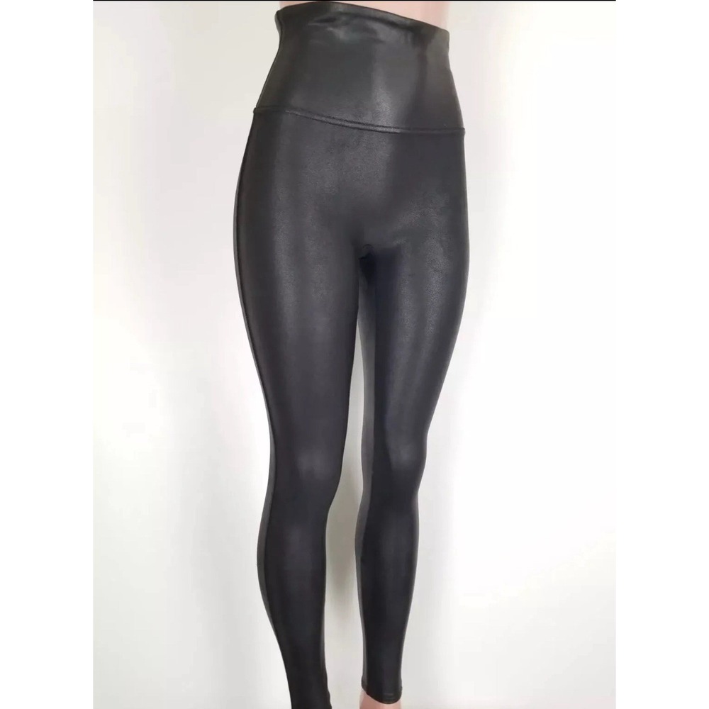 Spanx Women's Size Small  Faux Black Leather Leggings Pants Stretch Causal